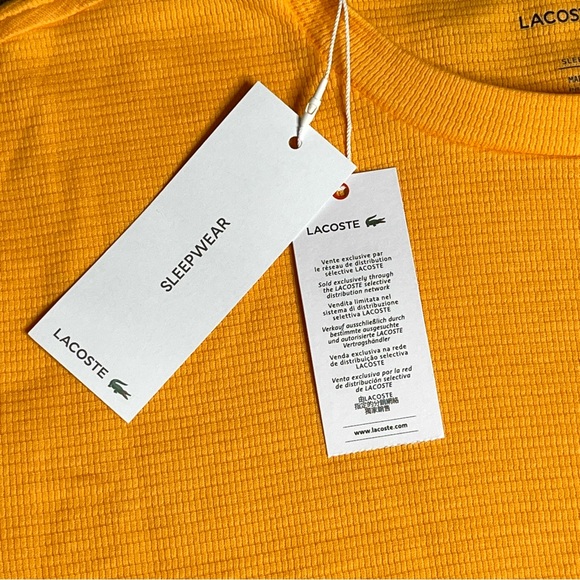 NWT Lacoste Sleepwear Men’s White Logo Waffle Knit Thermal Long Sleeve Shirt - M - Picture 3 of 6